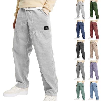 Men Baggy Loose Fit Casual Straight Leg Uncuffed Cargo Sweatpants Fall Winter Velvet Long Trousers