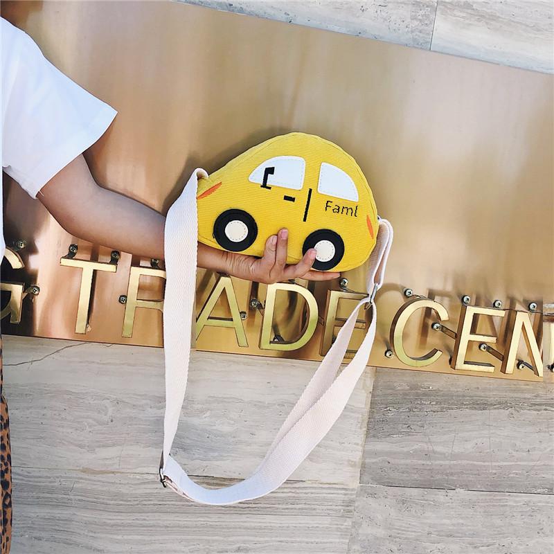 Trendy Corduroy Kids Shoulder Bag Cute Cartoon Car Mini Coin Purse For Girls
