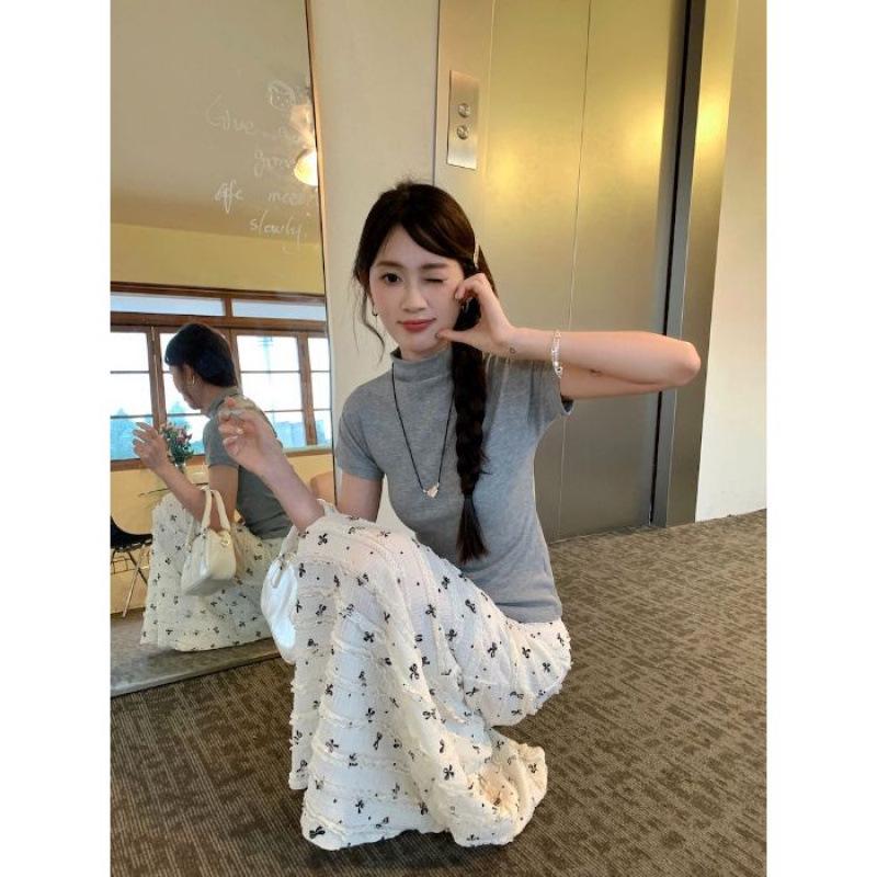 Korean-Style Floral Lace Fishtail Skirt Set for Women S
