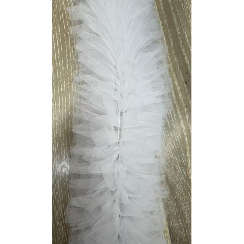 1Pcs Bridal Veil Ruffled Edge Girl Apparel Material Multilayer Pleat Tulle Lace Fabric Sewing For Bubble Skirt Evening Dress