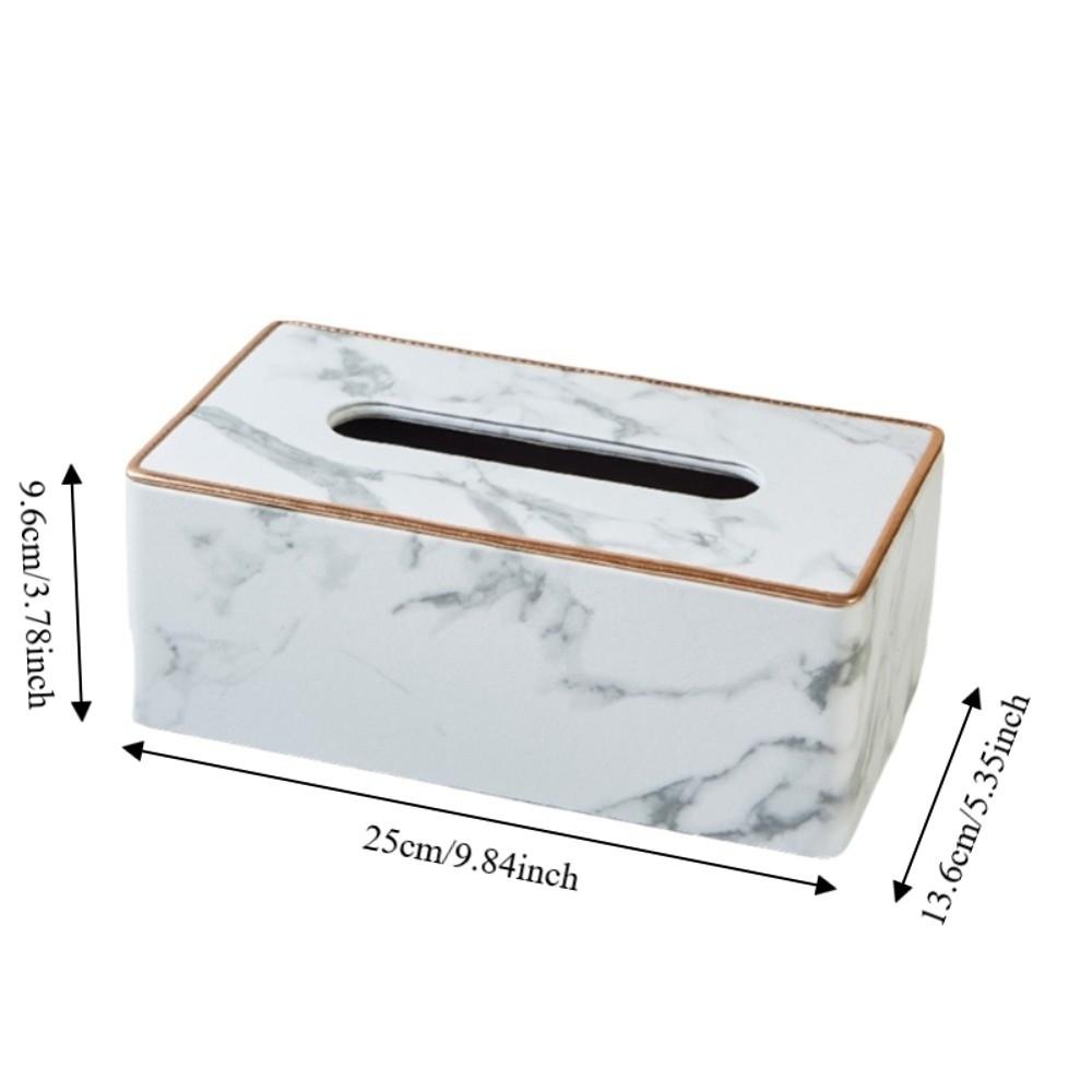 Nordic Style Marble Pattern Tissue Box Gold Edge PU Leather Napkin Paper Storage Box Rectangle Tissue Paper Organizer