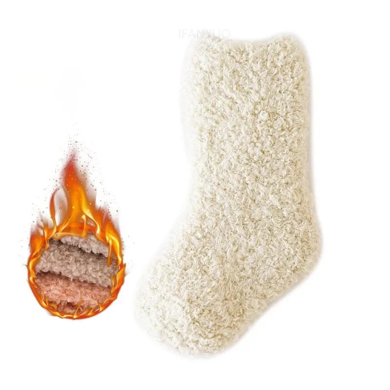 Winter Dick Warm Baby Socken Niedlich Einfarbig Korallen Samt Kinder Boden Strümpfe Neugeborenes Säugling Jungen Mädchen Plüsch Socken 0-5J