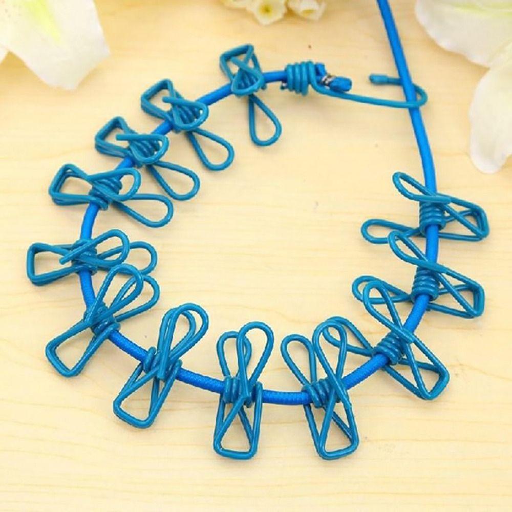 1Pcs With 12 Clips Clothing Clothesline Portable Clothes Rope New Drying Rack  Laundry Dryer