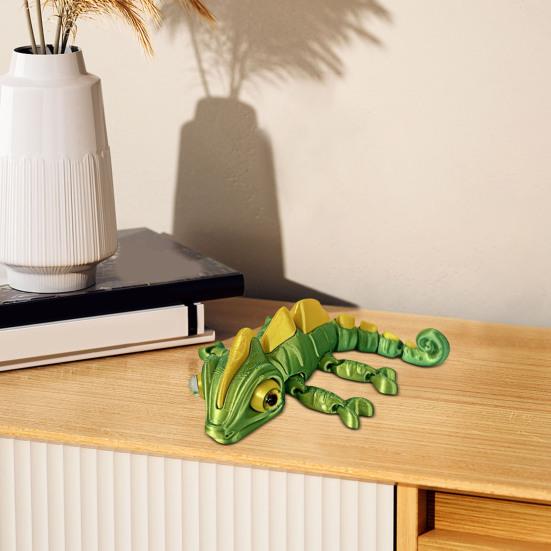 3D Printed Chameleon Figurine Movable Eyes Mini Lizard Figure Articulated Animal Model
