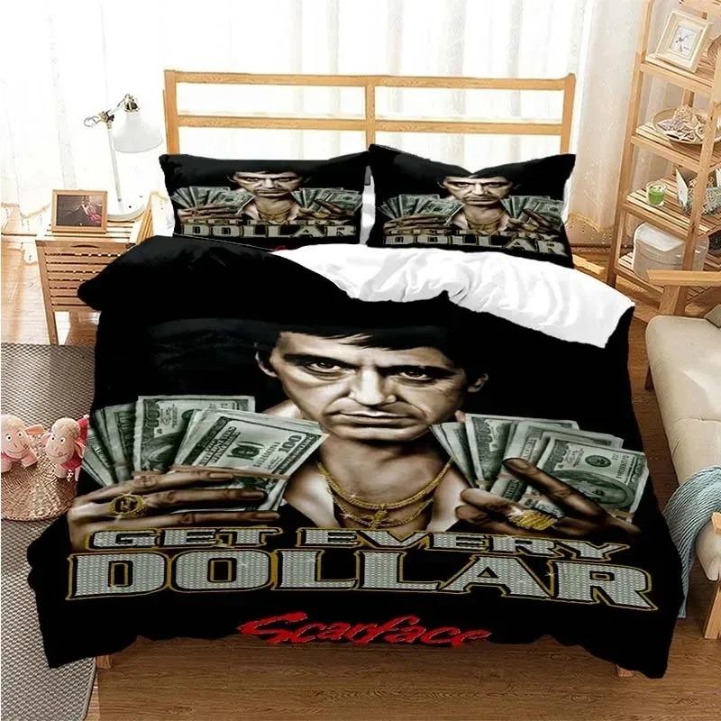 3D Print Tony Montana Scarfaces Bedding Set =Twin Queen Size Duvet Cover Pillowcase Quilt Cover Set for Boys Adult Girls
