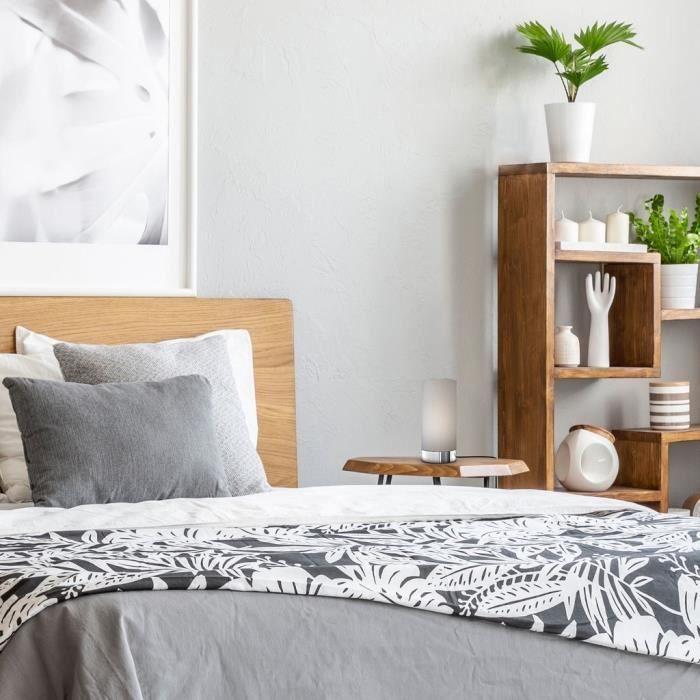 Lampe de table - B.K.Licht - Tissu gris - Fonction tactile - 3 niveaux de gradation - E14