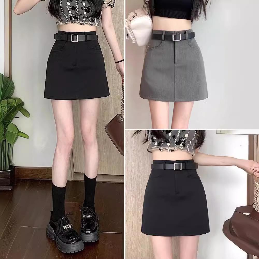 

Women s Summer 2024 High Waist Gray Midi A-line Bodycon Skirt L