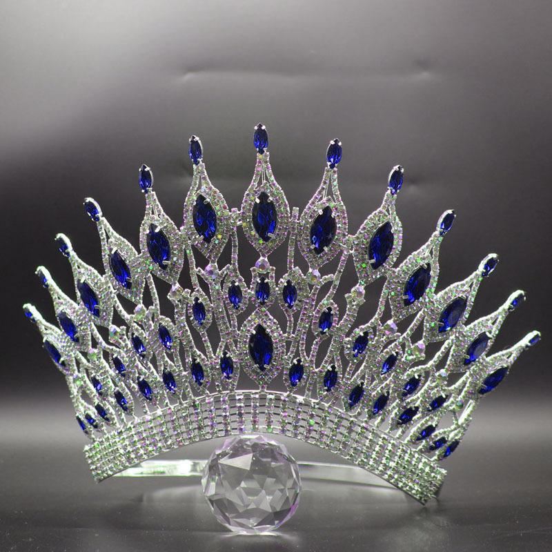Catwalk Pageant Crown Stage Oversized Adjustable Rhinestone Crown Festive Party Headwear