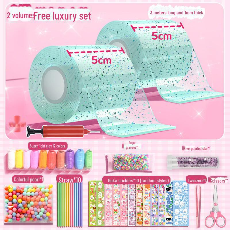 Nano Glue DIY Bubble Blowing Kit with Strong Sticky Double-Sided Tape and Decompression Toy