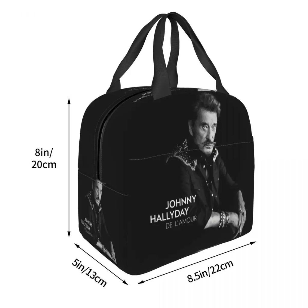 Johnny Hallyday Lunchtaschen Tragbar Isoliert Oxford Kühltasche Frankreich Musiker Thermisch Picknick Arbeit Lunchbox für Damen Mädchen