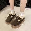 Fashion New Non-slip Winter Warm Short Plush Women's Shoes Outdoors Flat with 2024 Hot Sale Outdoors Buckle Round Head Ladies Shoes