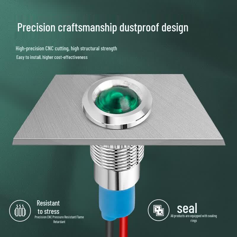 Luce indicatore metallica impermeabile a LED da 12 mm