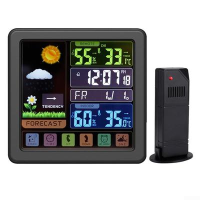 Drahtlose Wetterstation Innen-/Außenthermometer Farbdisplay Sensoren Uhr, Innen-/Außentemperatur Luftfeuchtigkeit Max Min