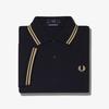 Twin Tip Fred Perry Shirt - Black/Champagne Made In England M12-157