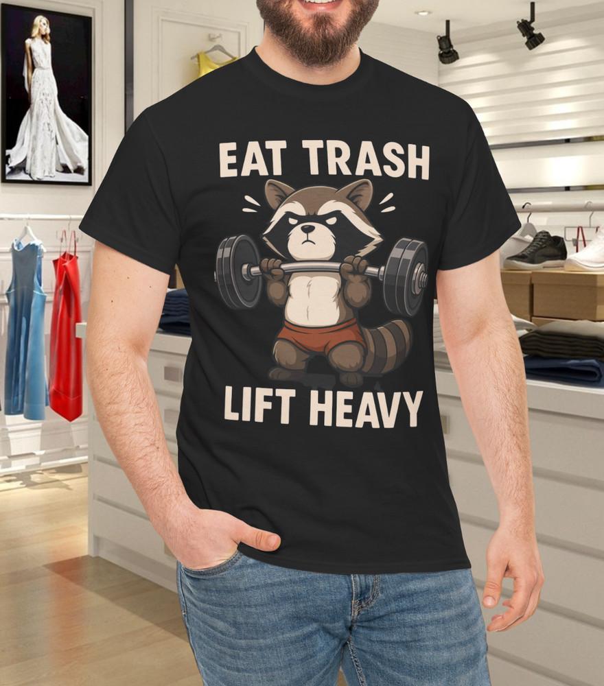 

Eat Trash Lift Heavy Raccoon Gym Workout Funny Fitness Animal T-Shirt 3XL