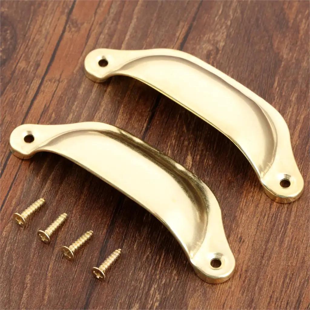2Pcs Cabinet Drawer Handles Antique Cupboard Cabinet Furniture Bedroom Wardrobe Closet Dresser Shell Pull Handles with Screws