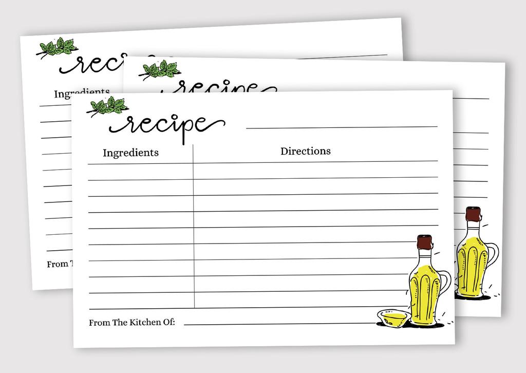 Inkdotpot Recipe Card 6x4 inch Single-Sided Recipe Design Cards Kitchen Recipe Cards Wedding-Bridal Shower-Baby Shower- Pack of
