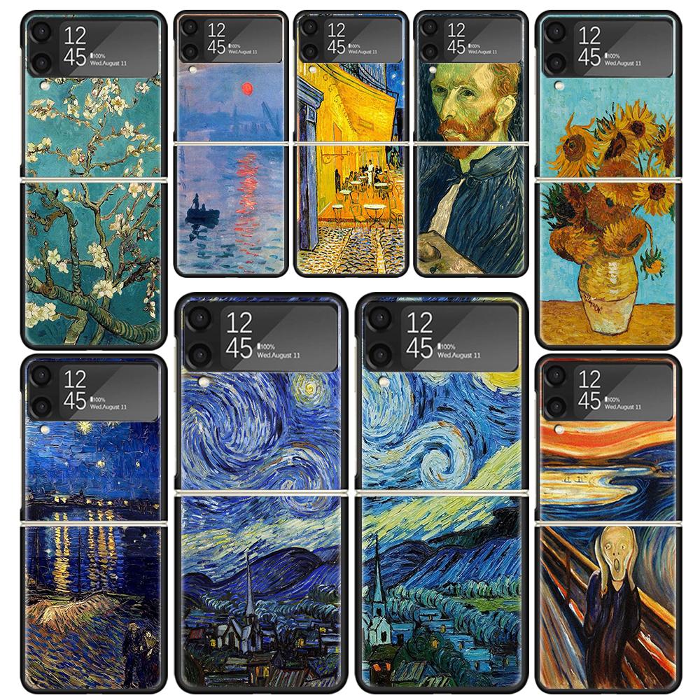 Van Gogh Oil Art Painting Cases For Samsung Galaxy Z Flip 4 5 6 7 3 Z Flip7 Flip6 Flip4 Flip5 Flip3 5G Hard Shockproof Fundas Co