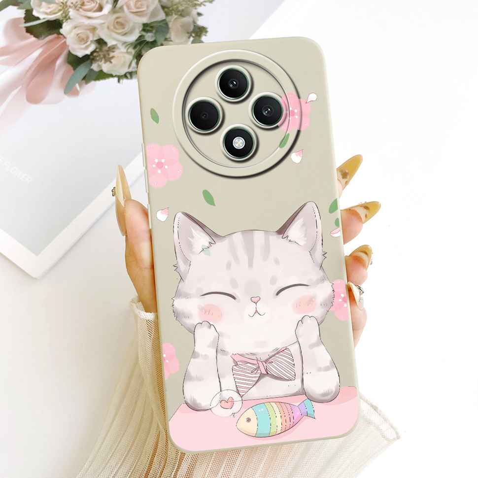 For OPPO Reno 12F 5G Case Clear Cute Cat OPPO Reno12 F Reno12F Reno 12 F 5G CPH2637 Shockproof Soft Phone Cover Full Protector