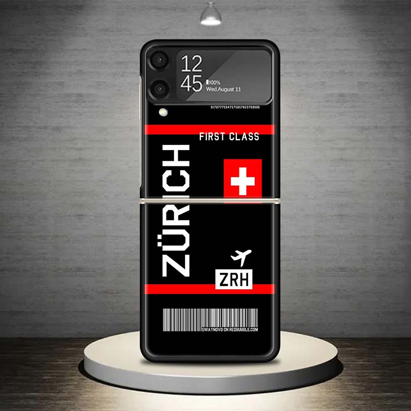 Airline Ticket Barcode Phone Case For Samsung Galaxy Z Flip 7 6 5 4 3 5G Shockproof Cover Z Flip7 Flip6 ZFlip5 Flip3 Flip4 Luxur