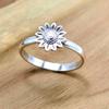 Anillo de plata de ley 925 con girasol, joyería hecha a mano para mujer