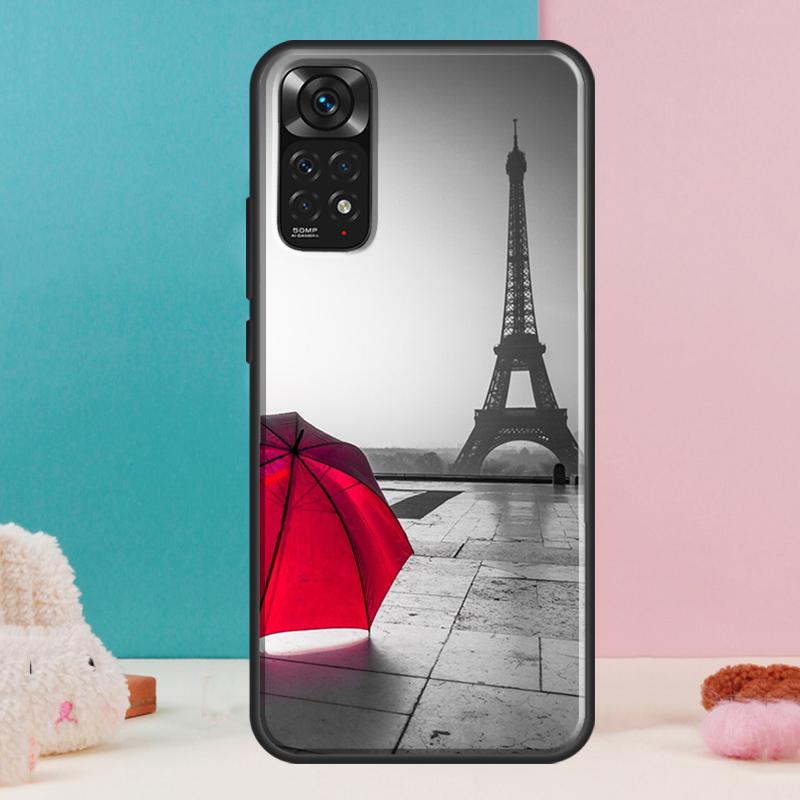 Red Umbrella Eiffel Tower Case For Xiaomi Redmi Note 14 13 12 Pro 11 9 10 9S 10S 11S 12S Redmi 14C 13C 10C 12C Cover