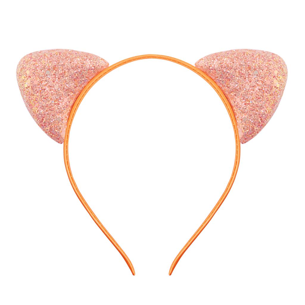 Glitter Cat Ears Headband Kitty Headband for Girls and Women Sparkly Hair Metal Hoop Shiny Hairbands Hair Accessories for Daily