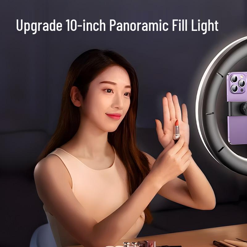Height Adjustable Foldable Desktop Tripod with Beauty Light for Mobile Phone Photography and Live Broadcast