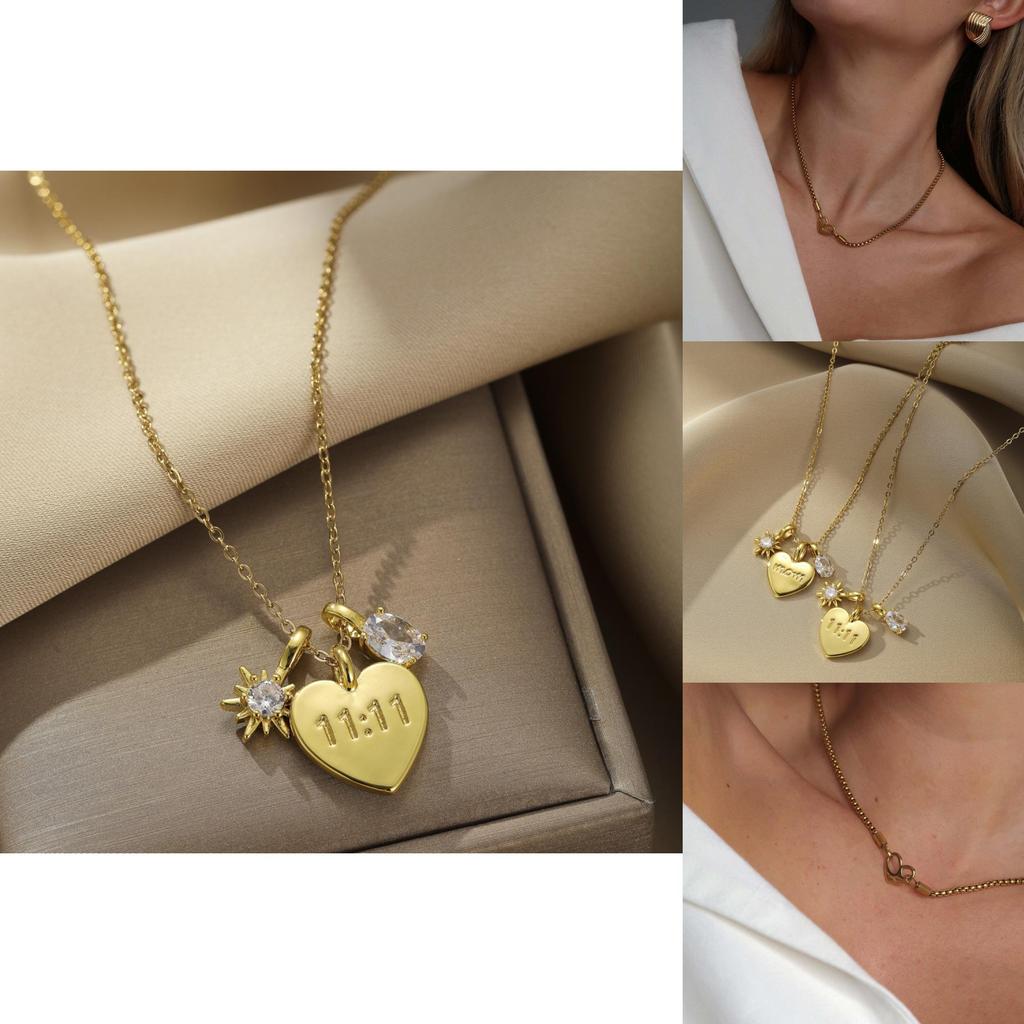 Stylish Two-sided Heart Necklace Pendant In Premium Stainless Steel Perfect For Fashionable Women And Moms
