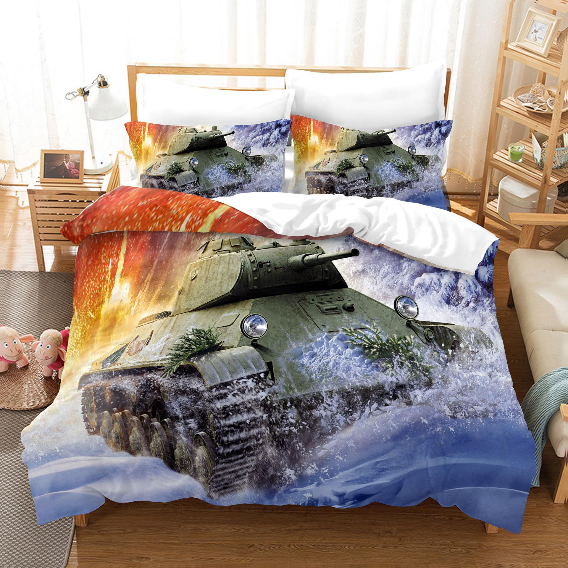 

Комплект пододеяльников «Танк», военная тематика, одеяло, покрывало для детей, мальчиков, подростков, мужчин, декор, полиэстер, покрывало с наволочкой 70x133cm 2pcs