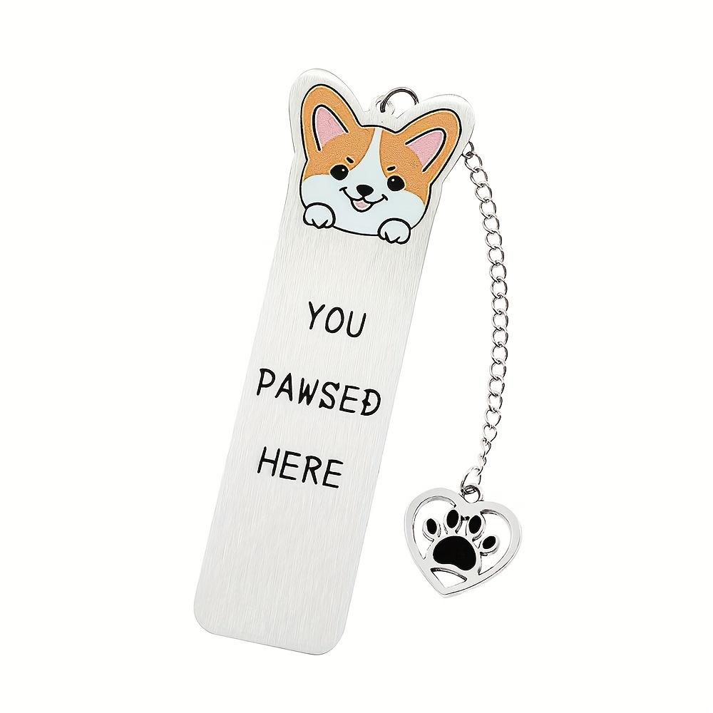 

Закладка с подвеской в виде отпечатка лапы, нержавеющая сталь, гравировка «Ты остановился здесь», идеальный подарок для любителей собак и книголюбов