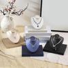 Necklace Display Bust Stand, Leather Covered Jewelry Display Stand with Angled Form and Square Base for Counter Showcase