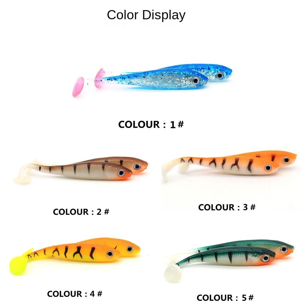 5PCS Silicone T-tail Soft Bait Artificial Biomimetic Fish Bait Swimbait Paddle Tail Swimbaits Pike