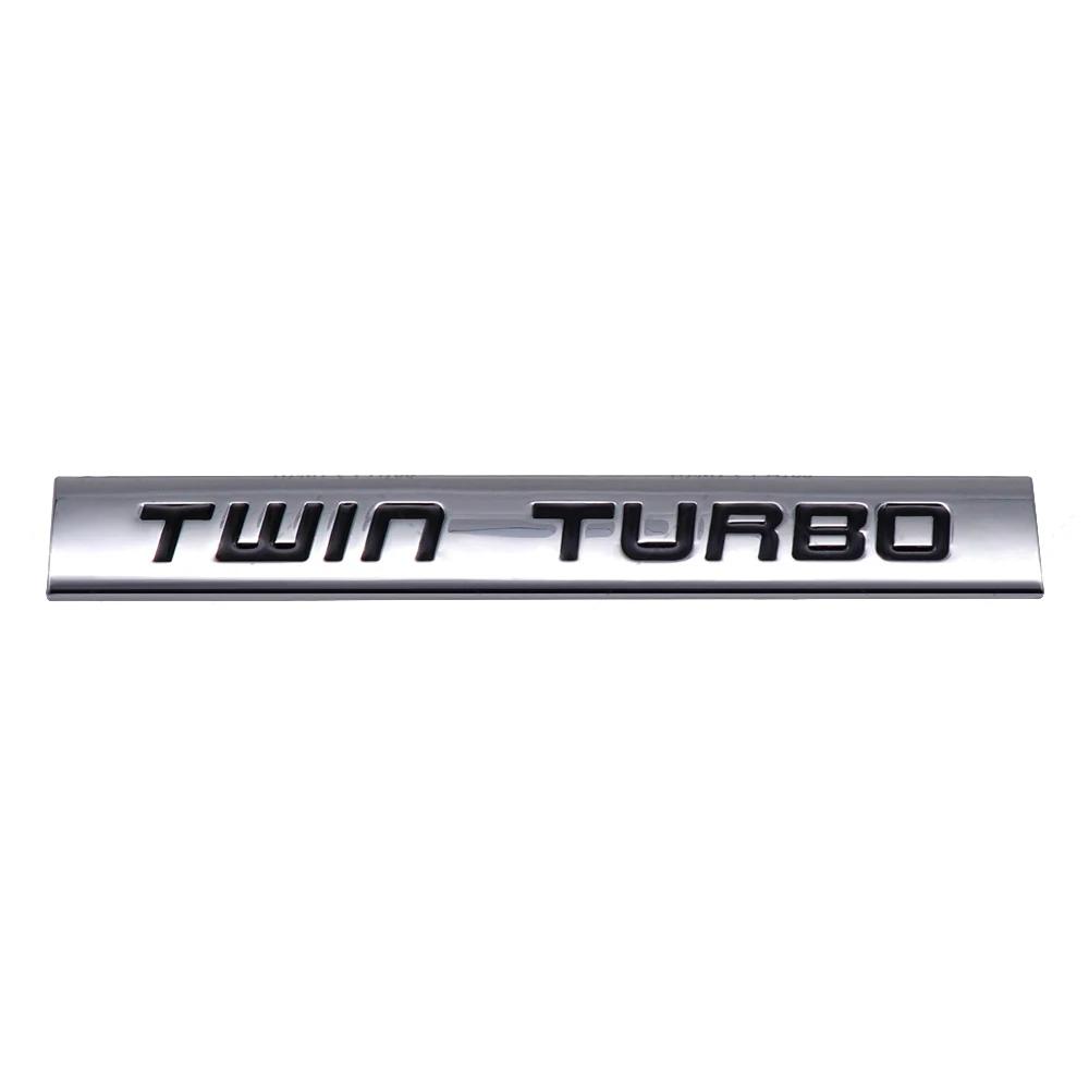 1Pc Metal TWIN TURBO Car Whole Body Side Emblem Rear Trunk Sticker for TWIN TURBO GT Transit Fiesta Focus Explorer Mondeo Kuga Decoration