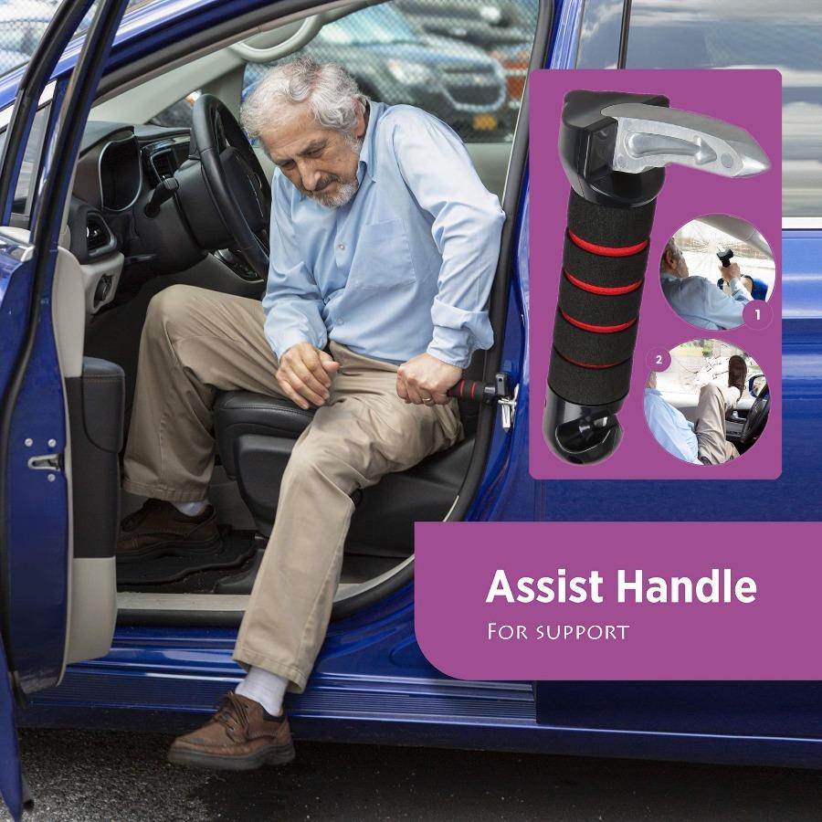 Multi-Functional Car Armrest Assist Handle - Portable Tool with Window Breaker & Seatbelt Cutter for Seniors