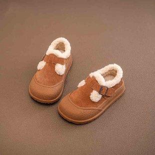 Kids Fleece Lined Warm Winter Children Plush Snow Boots Casual Unisex Kids Footwear 23 хаки