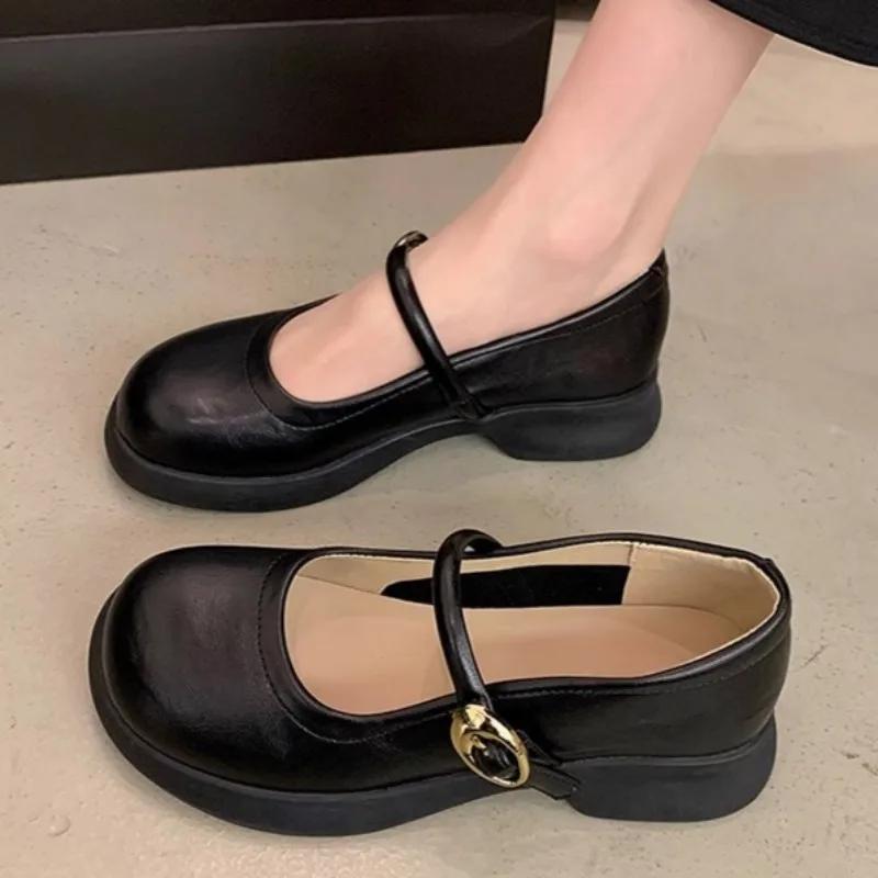 

Туфли Мэри Джейн женские новые круглые носки толстые каблуки элегантные неглубокие туфли модные женские туфли для отдыха на природе Zapatos De Mujer 40