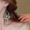 Bohemian Resin Diamond Moon Tassel Earrings - Retro Ethnic Style for Women