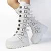 Stivali Donna Scarpe Gotica Piattaforma Al Ginocchio Punk Nero Sexy Motociclista Nuovo Halloween Cosplay Botas Mujer Scarpe Da Donna