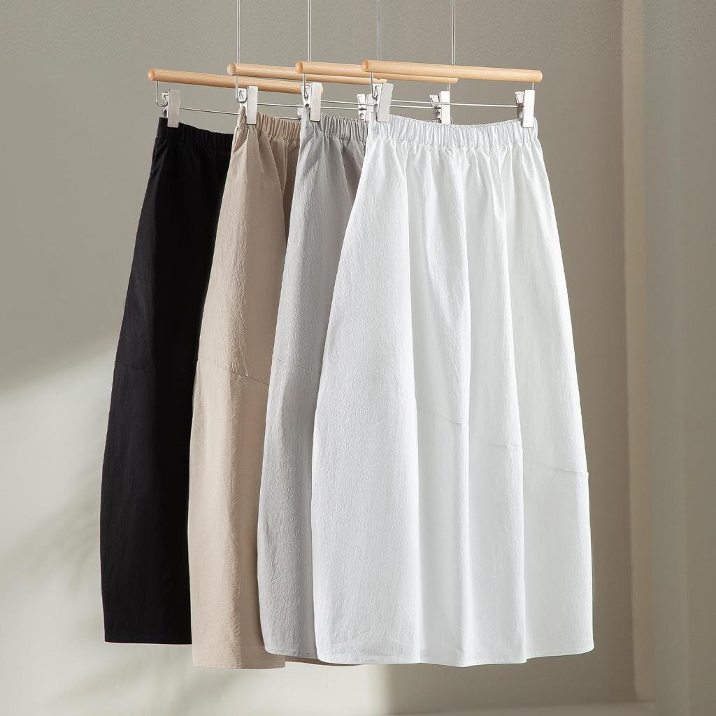 Elastic Waist Tulip Hem Skirt - Women's 2026 Spring French Hepburn Style Mid-Length Little Black Skirt