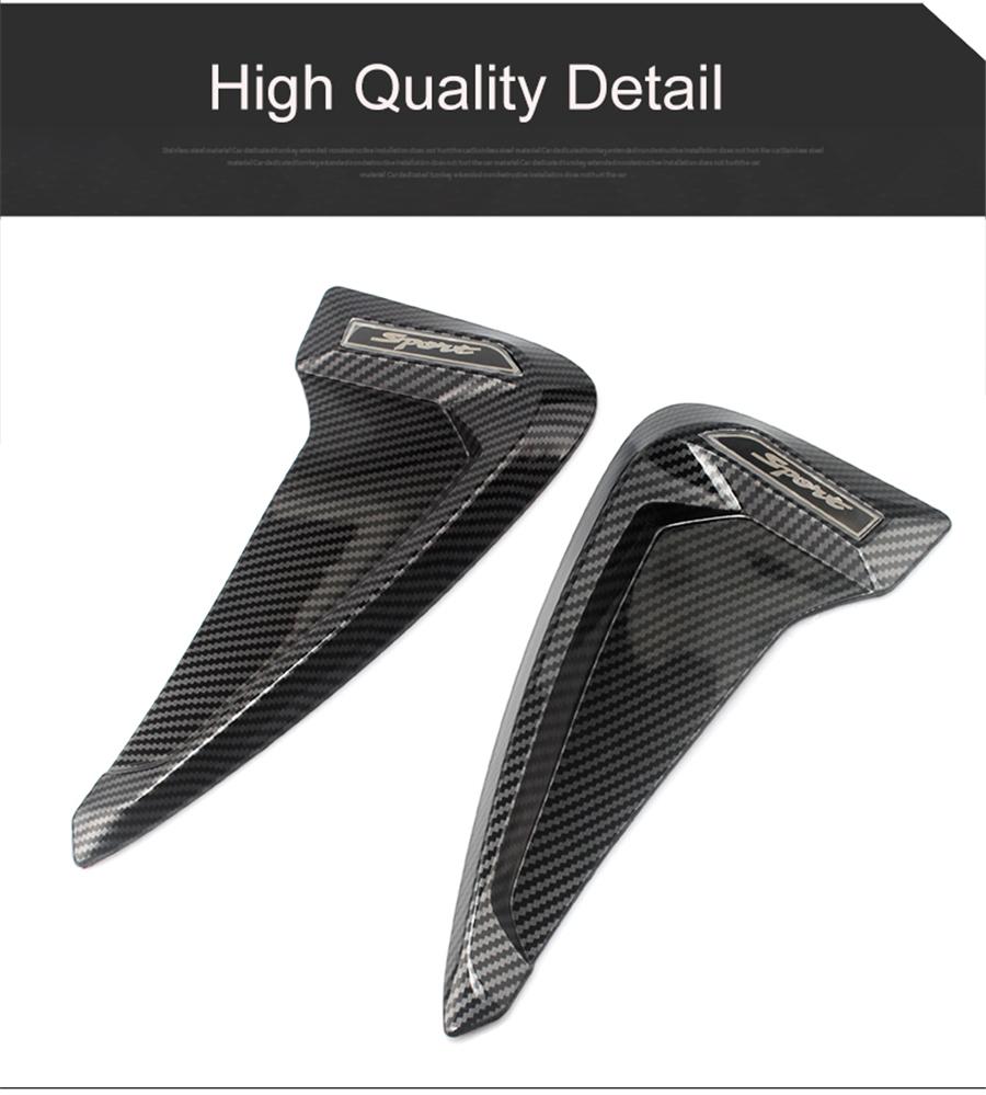 Pair Carbon Fiber Look Air Flow Vent Fenders Side Decor Sticker Cover Trim ABS