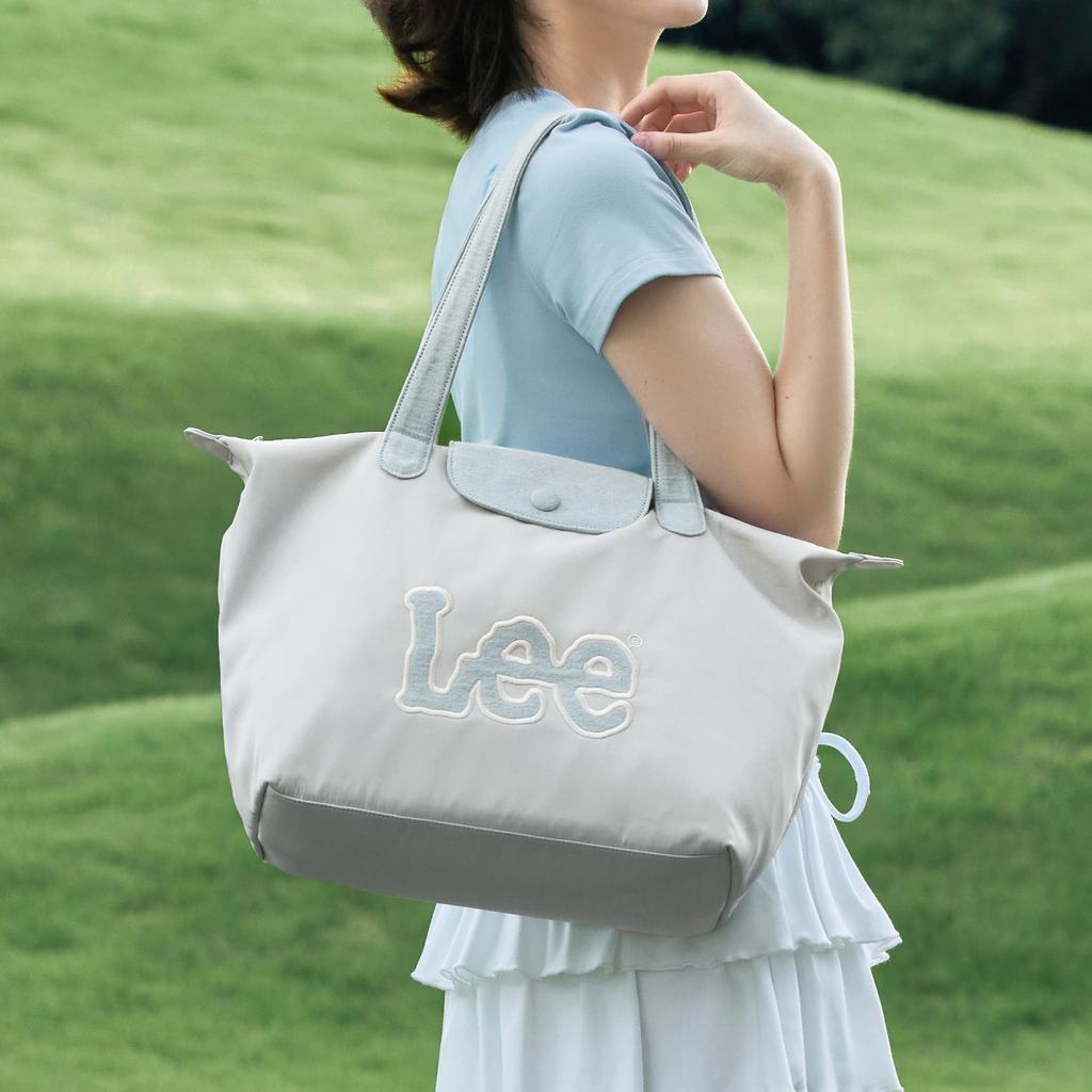 New Lee Fabric Shoulder Bag Tote Women's Haze Blue/Beige LE250614M