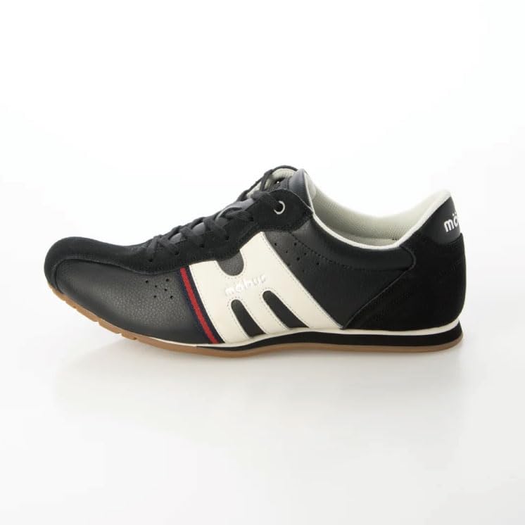 Mobus Leather Genuine Walking Functional Rostock Men's Sneakers, Leather, Sports, Casual, Shoes, Archwave, Insole, (Black/Cream, 27-Point Measurement,