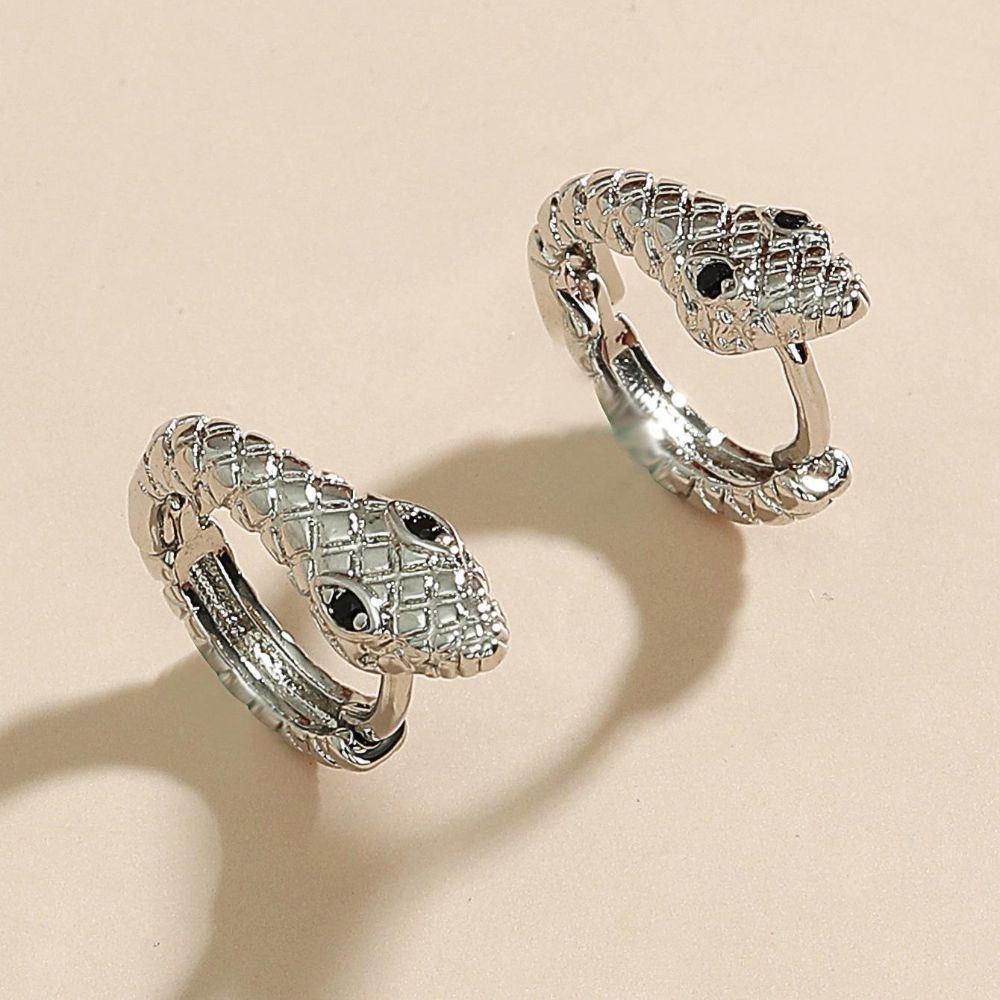 Pop Snake Shaped Gold Silver Hoop Earrings Party Jewelry Korea Style Earrings Women Men Ear Buckles