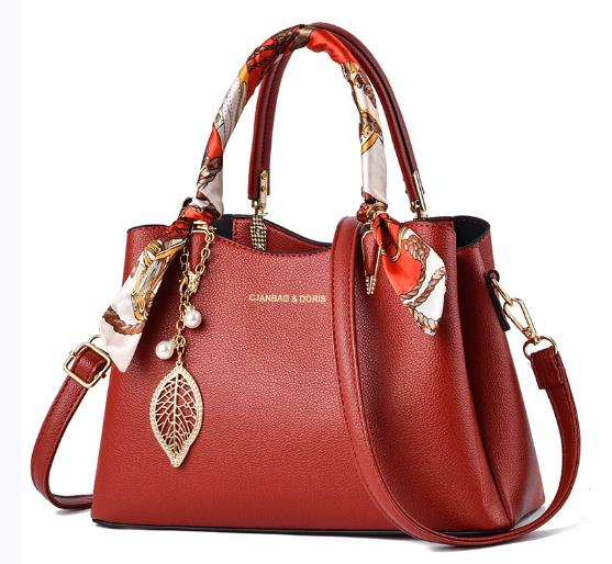 Women Fashi Simplicity Solid Color Handbag Design Silk Scarf Single Shoulder Crossbody Bag