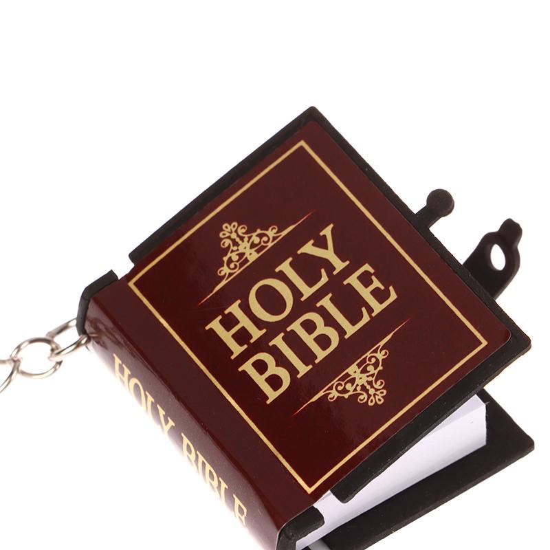 Mini Bible Keychain Book Pendant Key Chain Car Key School Bag Decoration Accessories English Cross Religious Keyring