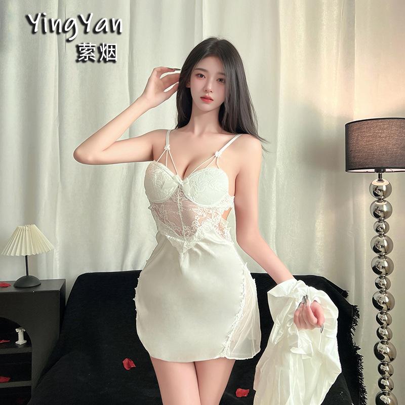 Sex Underwear Sexy Belt Chest Pad Suspender Lace Hollow Back Nightgown Two-piece Set