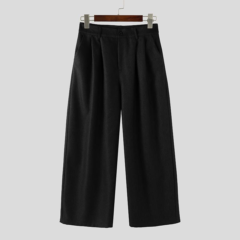 INCERUN Autumn Men's Zipper Waist Casual Baggy Wide Legs Pants Long Trousers
