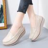 Women Fashion Platform Shoes Genuine Leather Casual Shoes Slip-on Loafers Breathable Walking Shoes 5 cm High