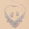 Bridal Jewelry Set Chain Claw Chain Rhinestone Necklace Earrings Set Dinner Dress Clavicle Chain Women'S Xiaoxiangfeng